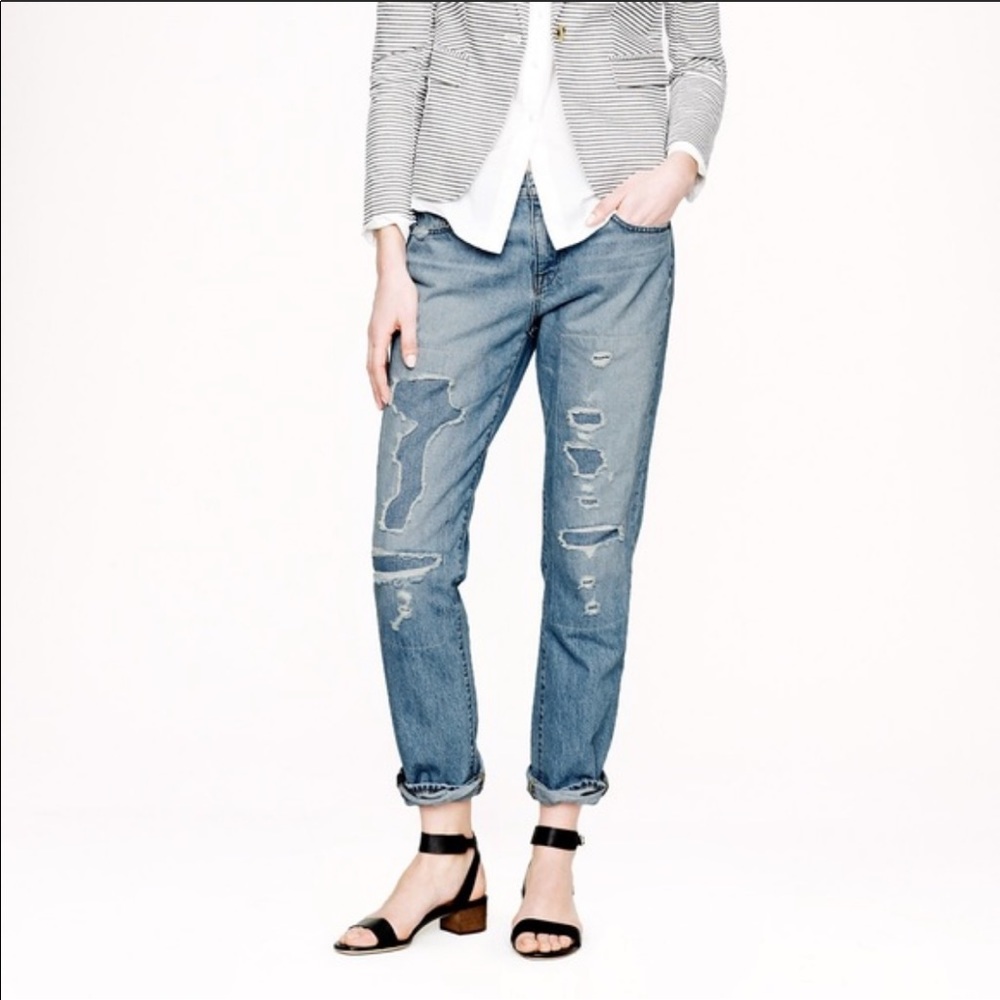 “Distressed” J. Crew Slim Boyfriend Jeans